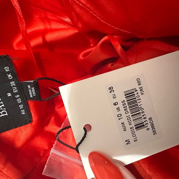 NWT! Sz 6 Bardot Elodie Dress in fire Red Midi Dress - Picture 7 of 8